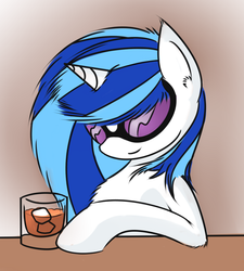 Size: 692x770 | Tagged: safe, artist:wreky, dj pon-3, vinyl scratch, pony, g4, drink, female, fluffy, solo