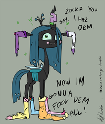 Size: 1270x1500 | Tagged: safe, artist:atryl, queen chrysalis, changeling, changeling queen, g4, clothes, cute, cutealis, female, socks