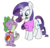 Size: 1377x1314 | Tagged: safe, artist:rannva, rarity, spike, dragon, pony, unicorn, g4, cosplay, duo, female, harry potter (series), lavender brown, male, mare, ron weasley, ship:sparity, shipping, simple background, straight, transparent background