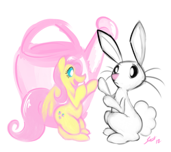 Size: 2893x2573 | Tagged: safe, artist:saliantsunbreeze, angel bunny, fluttershy, g4, high res, micro, silly