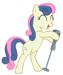 Size: 5241x6209 | Tagged: dead source, safe, artist:alanjcastonguay, bon bon, sweetie drops, earth pony, pony, g4, ^^, absurd resolution, bipedal, eyes closed, female, happy, microphone, open mouth, simple background, singing, smiling, solo, transparent background, vector