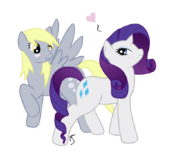 Size: 530x476 | Tagged: safe, artist:theforbiddensecrets, derpy hooves, rarity, pegasus, pony, unicorn, g4, derpity, female, lesbian, mare, shipping