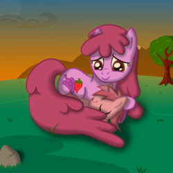 Size: 2000x2000 | Tagged: safe, artist:goldenmercurydragon, berry punch, berryshine, ruby pinch, earth pony, pony, unicorn, g4, duo, duo female, female, high res, like mother like daughter, like parent like child, mother and child, mother and daughter, sleeping