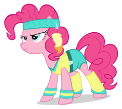 Size: 4040x3608 | Tagged: safe, artist:baumkuchenpony, pinkie pie, earth pony, pony, a friend in deed, g4, 80s, aerobics, simple background, transparent background, vector, workout