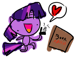 Size: 1270x981 | Tagged: safe, artist:megasweet, twilight sparkle, g4, bibliophile, blushing, book, cargo ship, crack shipping, female, fridge art (literally), marriage, ship:twibook, shipping, that pony sure does love books