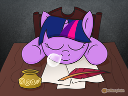 Size: 1600x1200 | Tagged: safe, artist:muffinexplosion, twilight sparkle, g4, bubble, filly, sleeping, snot, snot bubble