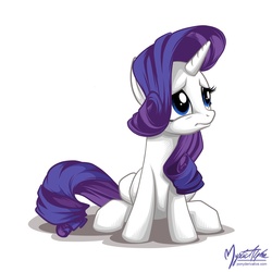 Size: 992x992 | Tagged: safe, artist:mysticalpha, rarity, pony, g4, female, frown, sad, simple background, solo, white background