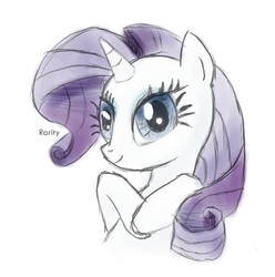 Size: 552x556 | Tagged: safe, artist:fra-92, rarity, pony, unicorn, g4, bust, female, mare, simple background, smiling, solo, white background