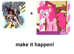 Size: 872x633 | Tagged: safe, pinkie pie, g4, exploitable meme, make it happen, meta, peacock (skullgirls), skullgirls