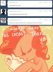 Size: 641x875 | Tagged: dead source, safe, artist:dhui, pinkie pie, ask tired pie, g4, hot chocolate, tumblr
