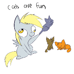 Size: 1280x1280 | Tagged: safe, artist:lilfaux, derpy hooves, cat, pegasus, pony, ask lil derpy, g4, :3, animated, derp, female, mare