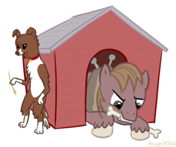 Size: 1000x836 | Tagged: safe, artist:hoppip, big macintosh, winona, earth pony, pony, g4, big macindog, bipedal, body swap, bone, duo, male, mindswap, role reversal, simple background, stallion, transparent background