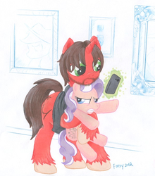 Size: 599x680 | Tagged: safe, artist:foxxy-arts, diamond tiara, oc, g4, m.a. larson, ponified