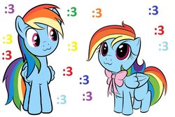 Size: 720x480 | Tagged: safe, artist:grumblepluck, artist:kloudmutt, rainbow dash, pegasus, pony, g4, :3, cute, dashabetes, female, filly, foal, ribbon