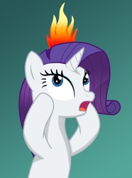 Size: 1024x1376 | Tagged: safe, artist:bcrich40, rarity, pony, g4, abuse, fire, mane on fire, raribuse, solo