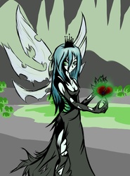 Size: 3124x4215 | Tagged: safe, artist:sagasshi, queen chrysalis, human, g4, humanized, winged humanization