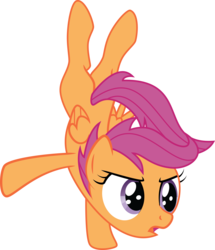Size: 3286x3822 | Tagged: safe, artist:justablankflank, scootaloo, pony, g4, female, handstand, high res, open mouth, simple background, solo, transparent background, upside down