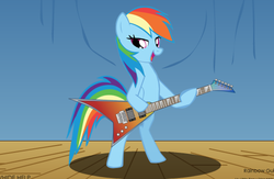 Size: 552x359 | Tagged: safe, rainbow dash, g4, flying v, guitar, music, musical instrument