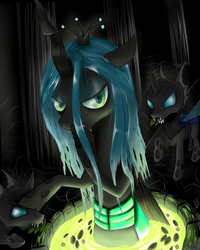 Size: 2000x2500 | Tagged: dead source, safe, artist:mlpanon, queen chrysalis, changeling, changeling queen, g4, bath, crown, female, high res, jewelry, regalia