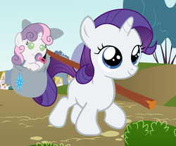 Size: 4800x4000 | Tagged: safe, artist:beavernator, rarity, sweetie belle, pony, g4, baby, baby belle, baby pony, female, filly, filly rarity, foal, pacifier, younger