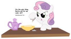 Size: 7226x4025 | Tagged: safe, artist:replaymasteroftime, sweetie belle, pony, unicorn, g4, absurd resolution, bowl, female, filly, foal, instant noodles, ramen, simple background, solo, teapot, transparent background