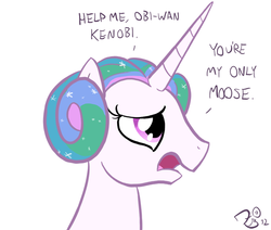 Size: 650x550 | Tagged: safe, princess celestia, alicorn, moose, pony, g4, crossover, princess leia, star wars