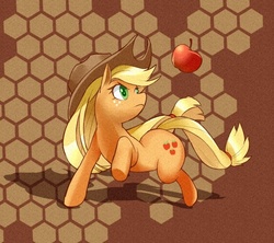 Size: 595x529 | Tagged: safe, applejack, earth pony, pony, g4, female, pixiv, solo