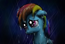 Size: 1920x1280 | Tagged: safe, artist:verulence, rainbow dash, fanfic:my little dashie, g4, crying, feels, rain, reference, wet mane