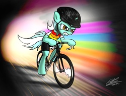 Size: 1417x1080 | Tagged: safe, artist:dori-to, lyra heartstrings, pony, g4, bicycle, clothes, female, helmet, solo