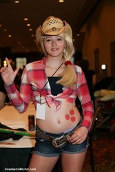 Size: 480x720 | Tagged: dead source, safe, applejack, human, g4, belly button, cosplay, irl, irl human, photo, solo