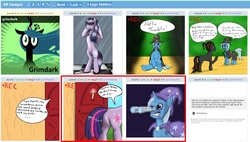 Size: 1066x604 | Tagged: safe, trixie, twilight sparkle, g4, butt, exploitable meme, female, juxtaposition, juxtaposition win, lesbian, plot, ship:twixie, shipping