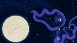 Size: 1920x1080 | Tagged: safe, artist:yoka-the-changeling, princess luna, pony, g4, female, moon, solo, wallpaper