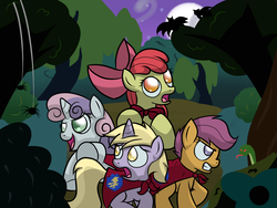 Size: 1400x1050 | Tagged: safe, artist:mister-markers, apple bloom, dinky hooves, scootaloo, sweetie belle, g4, cutie mark crusaders, everfree forest