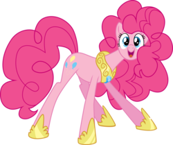 Size: 900x751 | Tagged: safe, artist:multiversecafe, pinkie pie, earth pony, pony, g4, alternate body style, element of laughter, female, hoof shoes, older, peytral, princess shoes, simple background, slender, solo, tall, thin, transparent background, vector