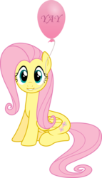 Size: 4758x8336 | Tagged: safe, artist:hawk9mm, fluttershy, pegasus, pony, g4, absurd resolution, balloon, cute, female, mare, mouth hold, simple background, solo, transparent background, vector, yay