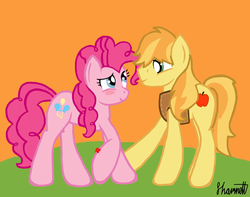 Size: 2730x2155 | Tagged: dead source, safe, artist:ningadash, braeburn, pinkie pie, earth pony, pony, g4, blushing, braepie, female, high res, male, mare, shipping, stallion, straight