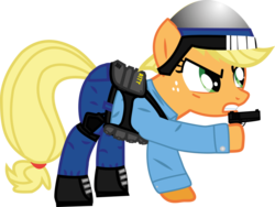 Size: 900x675 | Tagged: safe, artist:hivelordlusa, applejack, earth pony, pony, g4, barney calhoun, clothes, female, half-life, half-life: equestria, mare, parody, simple background, solo, transparent background