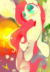 Size: 1000x1417 | Tagged: dead source, safe, artist:iopichio, fluttershy, pony, g4, digital painting, female, solo, trippy