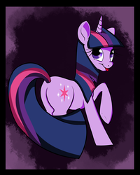 Size: 800x1000 | Tagged: safe, artist:korodious, twilight sparkle, pony, unicorn, g4, butt, female, mare, plot, smiling, solo, tongue out