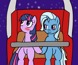 Size: 843x711 | Tagged: safe, artist:haxorus31, trixie, twilight sparkle, g4, blushing, female, ferris wheel, lesbian, ship:twixie, shipping, smiling