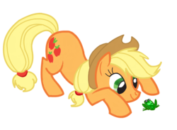 Size: 900x659 | Tagged: safe, artist:apple-jack123, artist:lauren faust, color edit, edit, applejack, earth pony, frog, pony, g4, colored, female, mare, simple background, transparent background