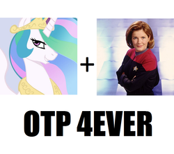 Size: 900x800 | Tagged: safe, princess celestia, g4, exploitable meme, kathryn janeway, meta, otp, sfdebris, star trek, star trek: voyager