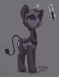 Size: 1000x1291 | Tagged: safe, artist:atryl, oc, oc only, pony, robot, robot pony, drawing tablet, simple background, usb, usb cable, usb tail
