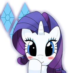 Size: 812x812 | Tagged: safe, artist:hoyeechun, rarity, pony, unicorn, g4, blushing, cute, cutie mark, female, head in hooves, looking at you, mare, raribetes, simple background, solo, white background