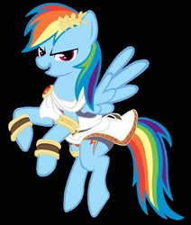 Size: 823x970 | Tagged: safe, artist:miss-vani, rainbow dash, pegasus, pony, g4, black background, cosplay, female, flying, kid icarus, mare, pit (kid icarus), simple background, solo