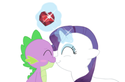 Size: 2508x1651 | Tagged: safe, artist:schwarzekatze4, rarity, spike, dragon, pony, unicorn, g4, female, fire ruby, interspecies, male, mare, nuzzling, ship:sparity, shipping, simple background, straight, transparent background