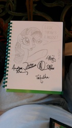 Size: 600x1064 | Tagged: safe, artist:kturtle, rarity, pony, everfree northwest, g4, autograph, look a moose, photo, solo