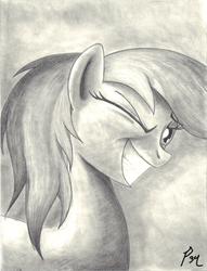 Size: 1450x1900 | Tagged: safe, artist:primogenitor34, rainbow dash, g4, ponytail, traditional art, wink