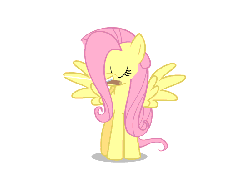 Size: 550x400 | Tagged: safe, fluttershy, g4, animated, animation error, female, glitch, mouth hold, spinning