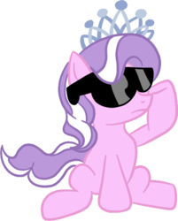 Size: 411x512 | Tagged: safe, artist:infernaldalek, diamond tiara, earth pony, pony, g4, female, simple background, sitting, solo, sunglasses, swag, transparent background